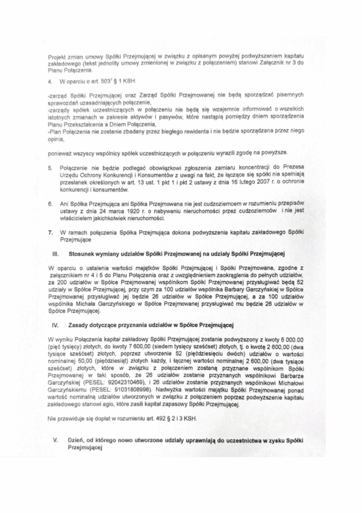 Ogłoszenie o udostępnieniu planu połączenia